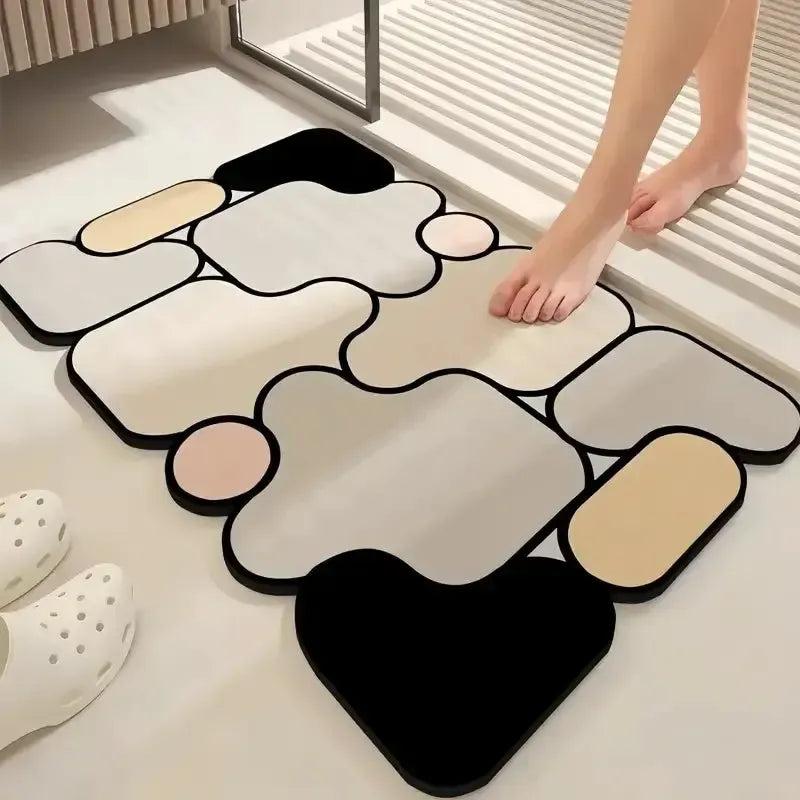 Tapis de bain en diatomite design camel
