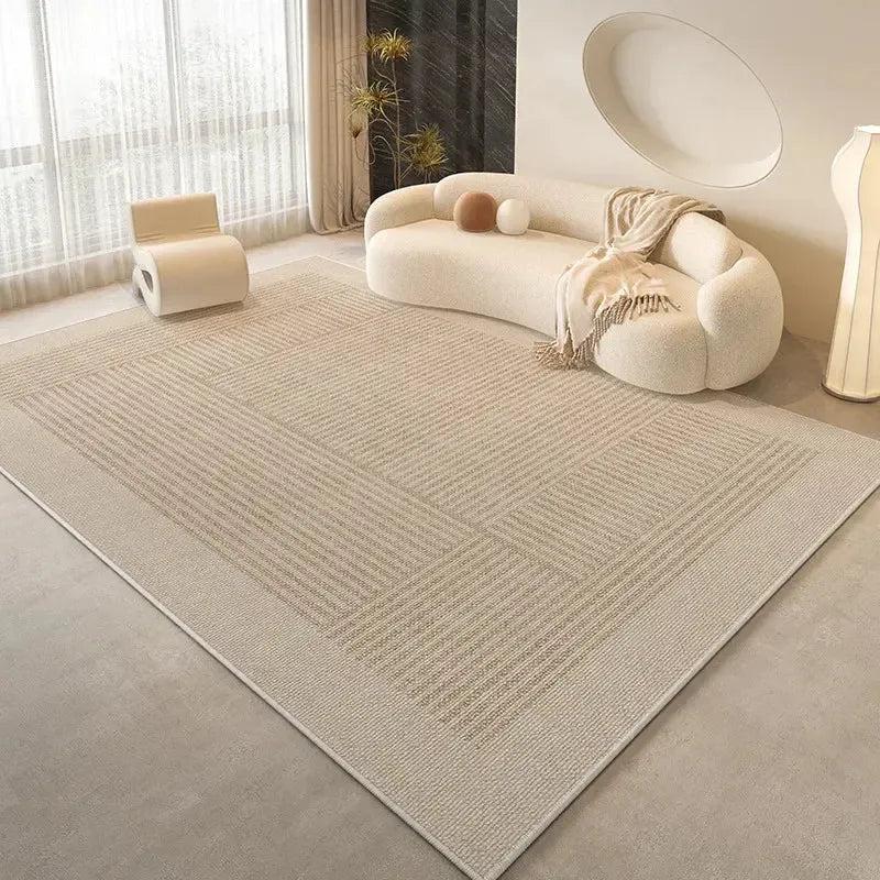 Tapis de salon ivoire uni minimaliste
