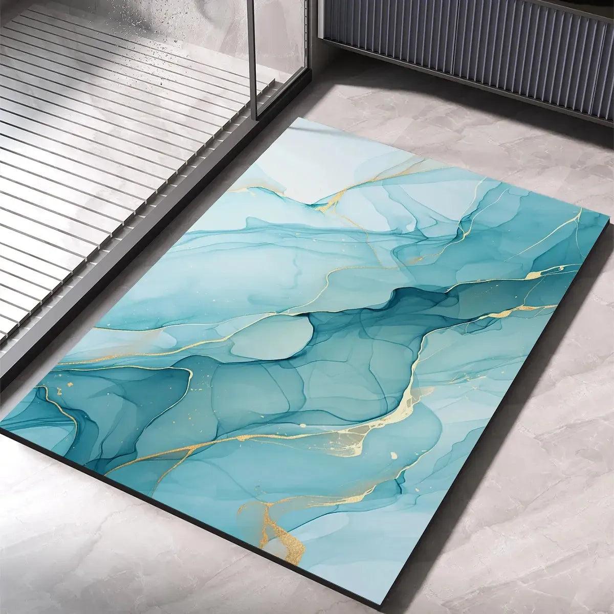Tapis salle de bain marbre océan en diatomite antidérapant