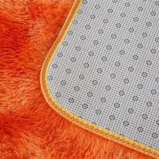 Tapis shaggy orange poils longs antidérapant