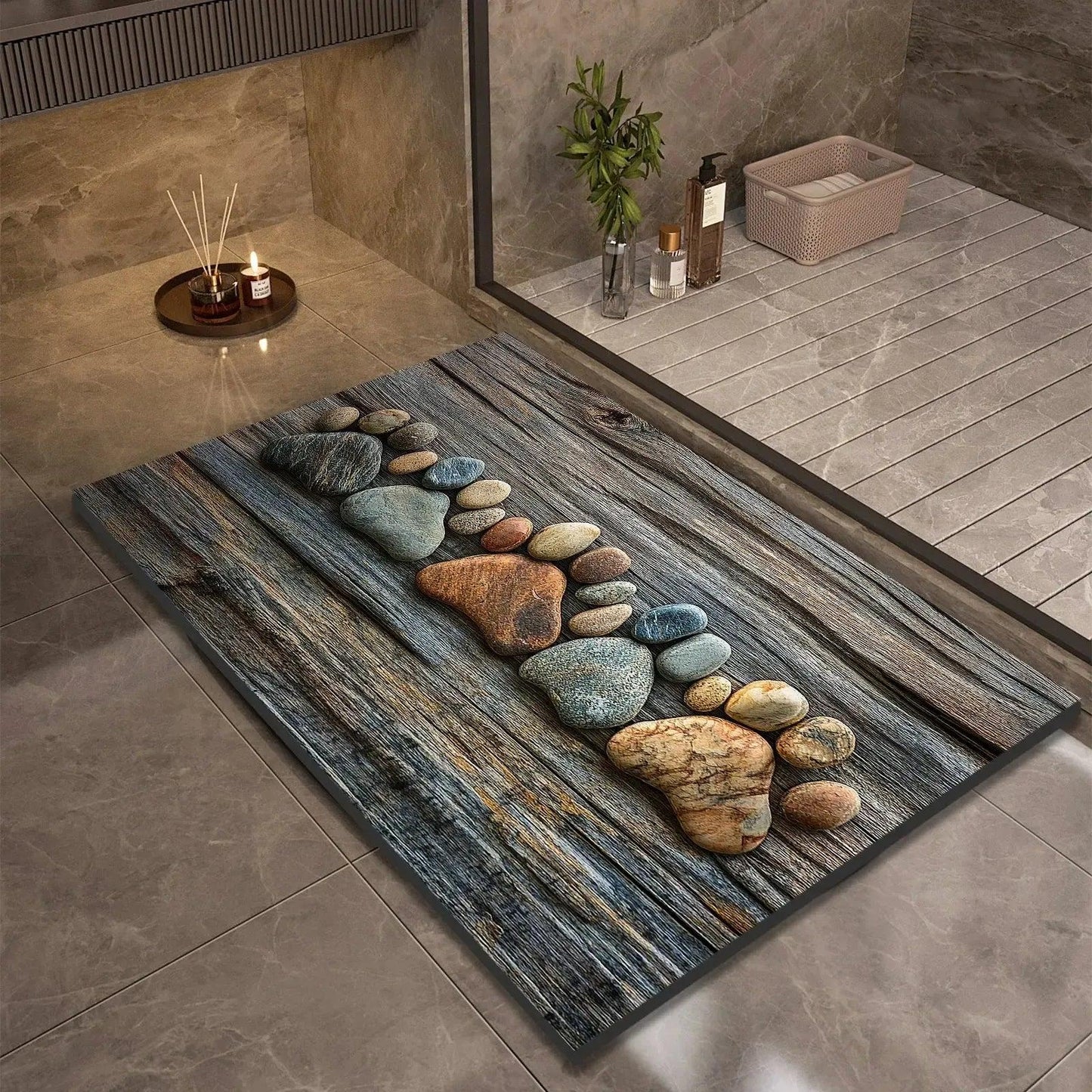 Tapis de bain effet pierre en diatomite