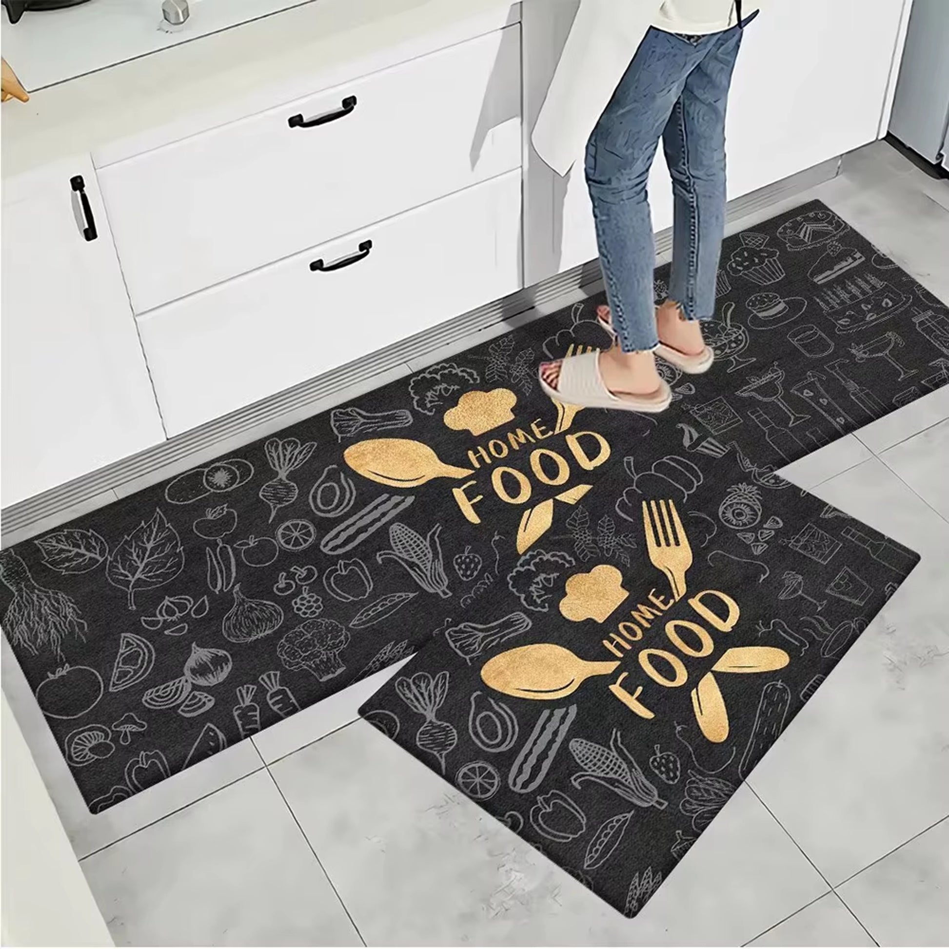 Tapis de cuisine motif Food chic