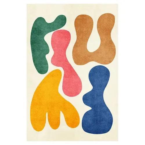 Tapis de salon motifs abstraits multicolore moderne