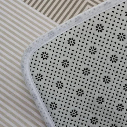 Tapis géométrique beige crème antidérapant
