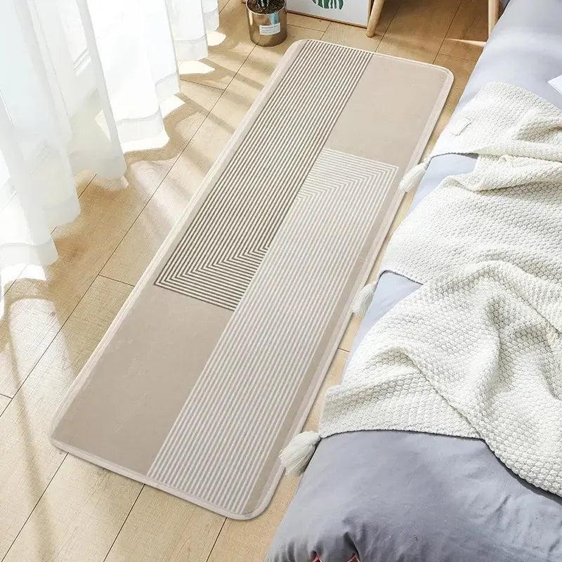Tapis géométrique beige crème antidérapant