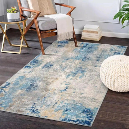 Tapis salon moderne abstrait bleu