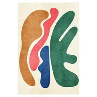 Tapis salon motifs abstraits ocre et vert moderne