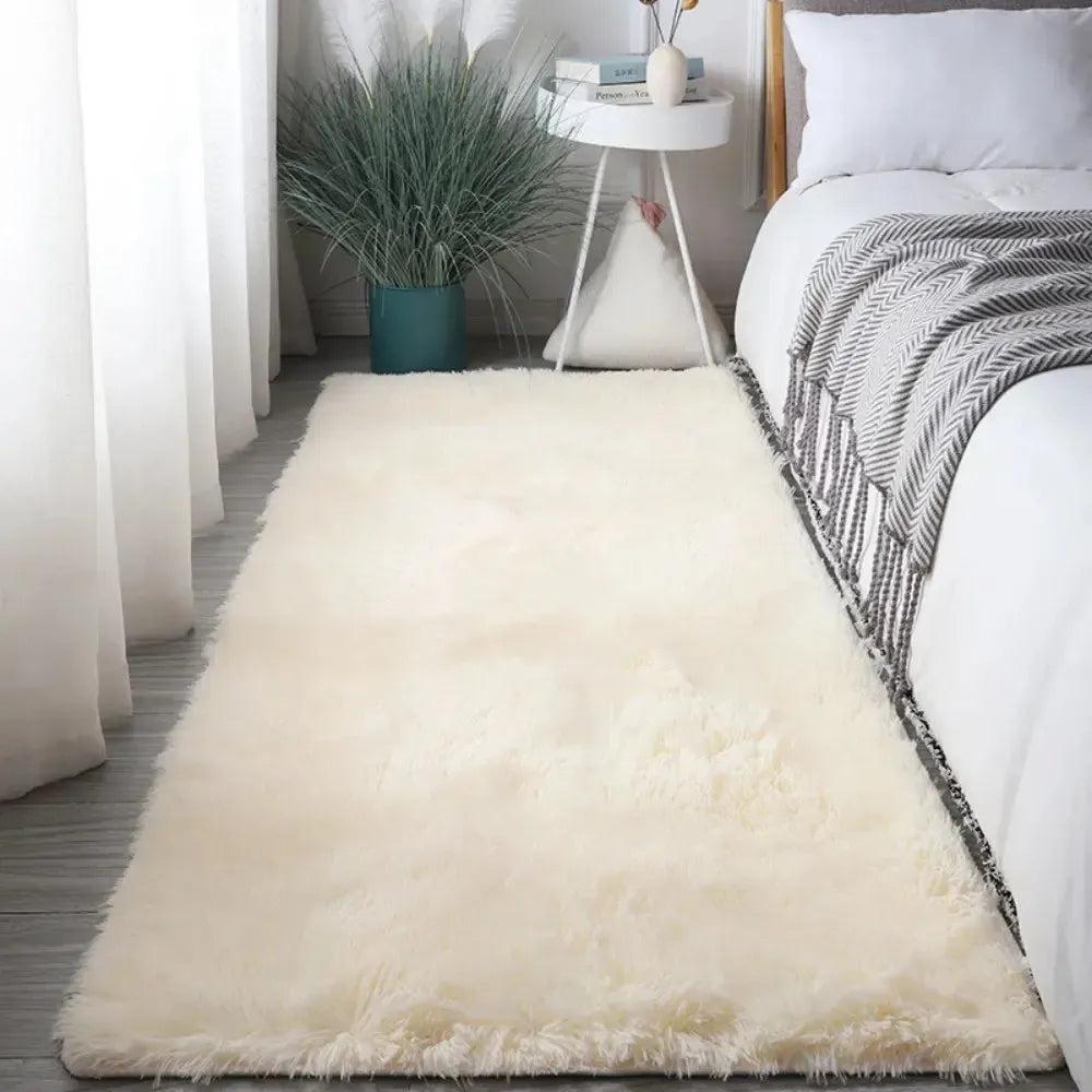 Tapis shaggy beige ultra moelleux
