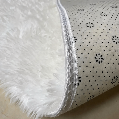 Tapis shaggy blanc doux antidérapant