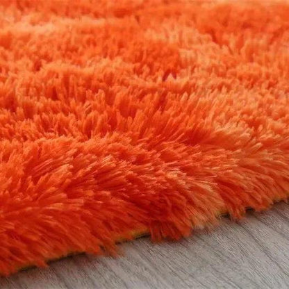 Tapis shaggy orange poils longs antidérapant