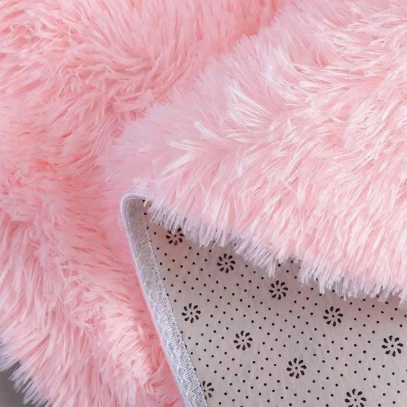 Tapis shaggy rose moelleux antidérapant