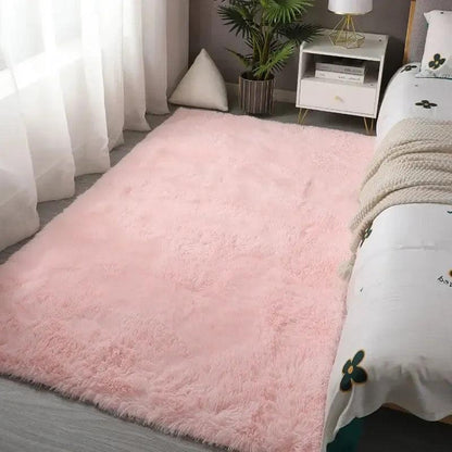Tapis shaggy rose moelleux antidérapant