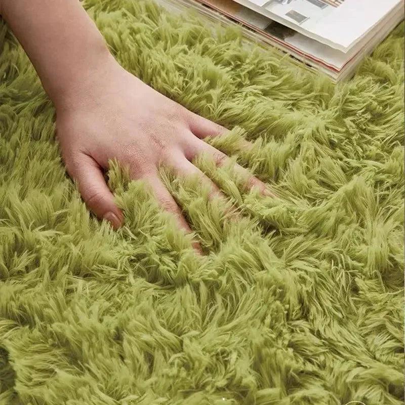 Tapis shaggy vert nature