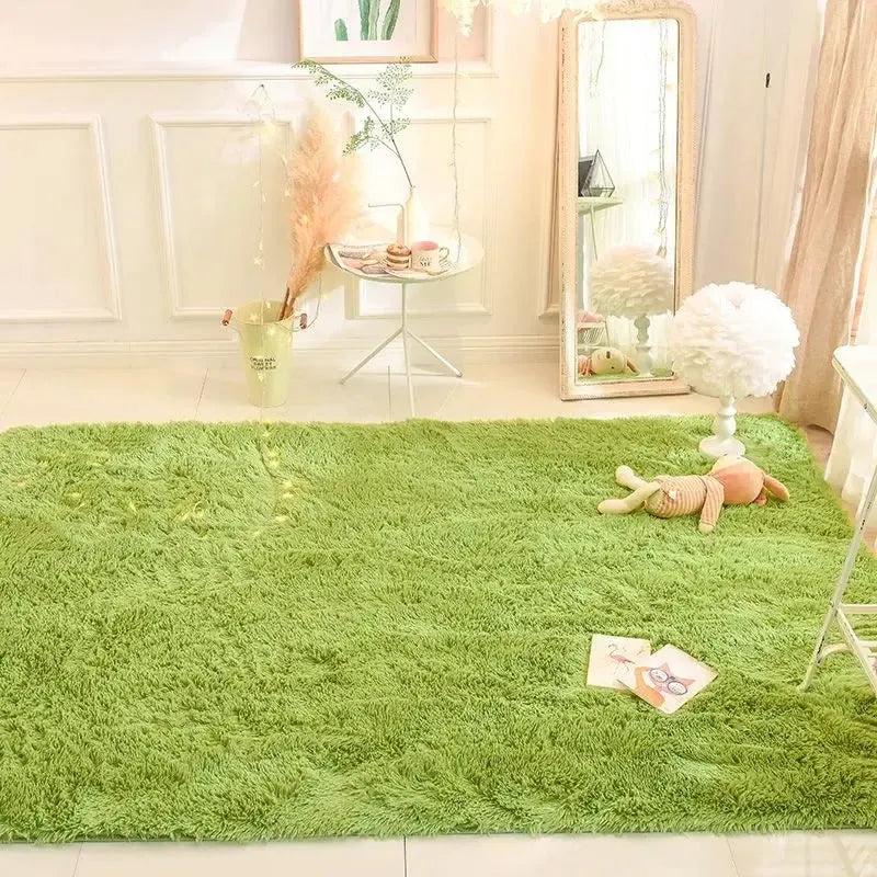 Tapis shaggy vert nature